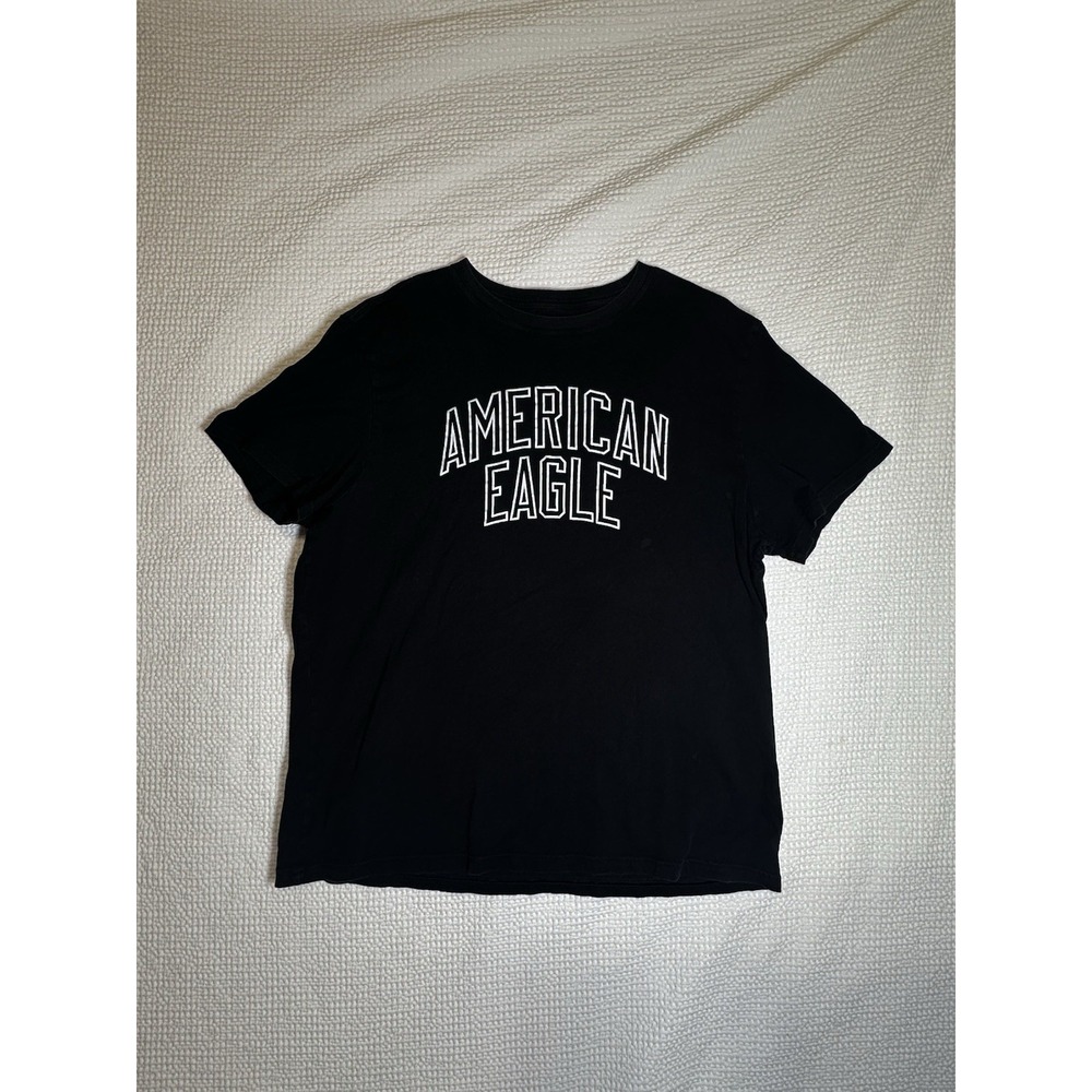 American Eagle T-Shirt Men's XXL Black Reflective Logo Short Sleeve Crew Neck